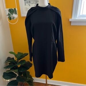 asos black mini dress with shoulder detail size 12